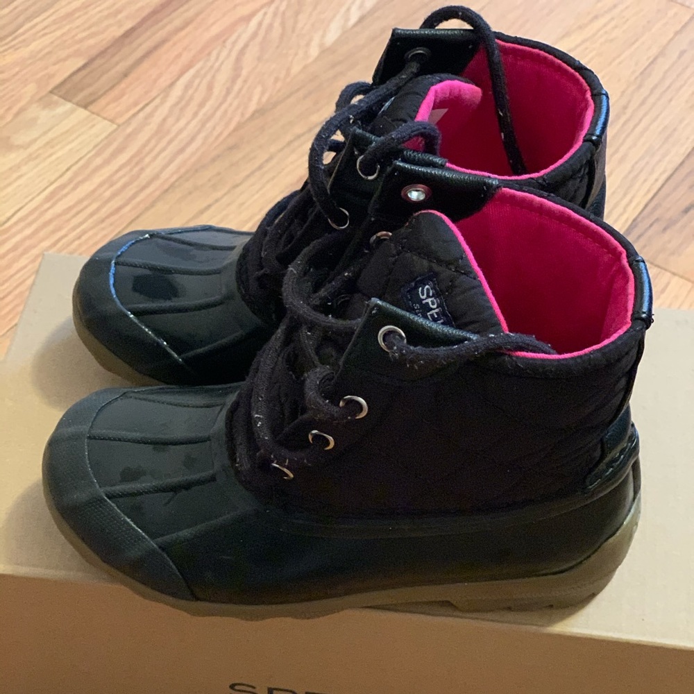 Girls Black Sperry Port Boot